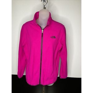 𝅺THE North Face Girls XL Fleece Full Zip Outdoor Jacket Bright Pink